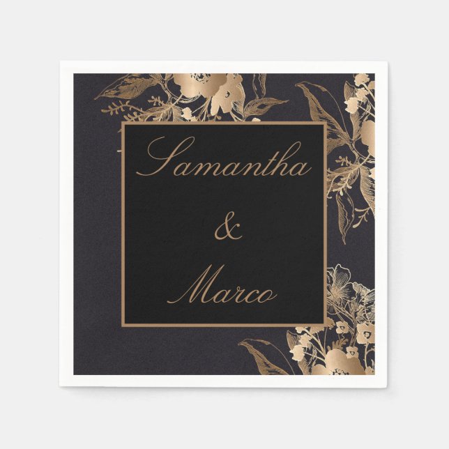 Guardanapo De Papel Casamento Dourado Metálico Elegante de Napkins (Frente)