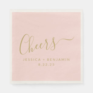 Guardanapo De Papel Casamento Dourado Mínimo, Rosa Esbranquiçado