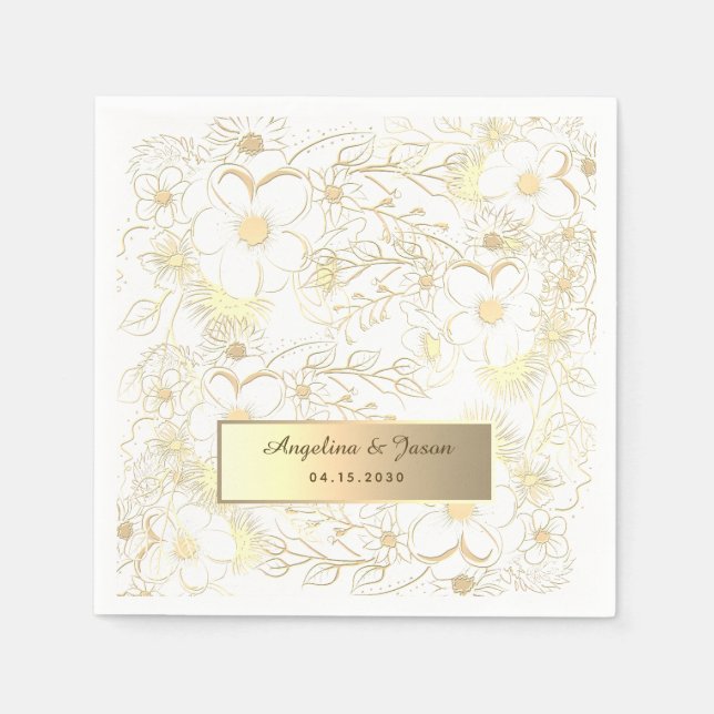 Guardanapo De Papel Casamento Dourado personalizado (Frente)