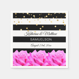 Guardanapo De Papel Casamento Dourado personalizado dos rosas