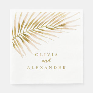 Guardanapo De Papel Casamento Dourado Tropical de Palm Napkins
