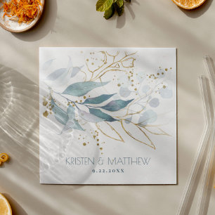 Guardanapo De Papel Casamento Elegante Azul-Dusty