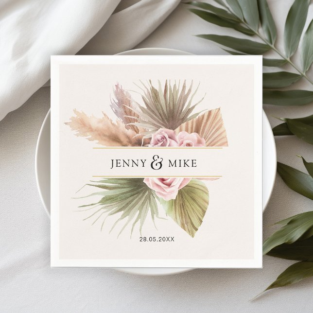 Guardanapo De Papel Casamento Elegante, Boho, Beige & Earth Tones (Criador carregado)