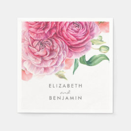 Guardanapo De Papel Casamento Elegante Botânico De Aquarela Floral Ros