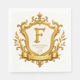 Guardanapo De Papel Casamento Elegante com Brasão de Monograma Vintage