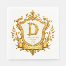 Guardanapo De Papel Casamento Elegante com Brasão de Monograma Vintage