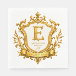 Guardanapo De Papel Casamento Elegante com Brasão de Monograma Vintage
