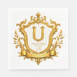 Guardanapo De Papel Casamento Elegante com Brasão de Monograma Vintage