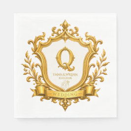 Guardanapo De Papel Casamento Elegante com Brasão de Monograma Vintage