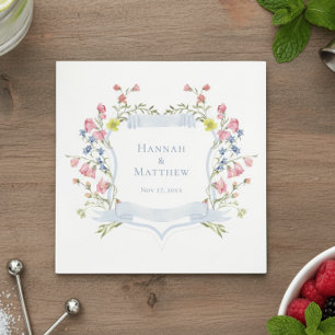 Guardanapo De Papel Casamento Elegante com Crista de Flor Silvestre Pa