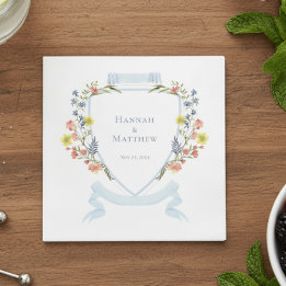 Guardanapo De Papel Casamento Elegante com Crista de Flor Silvestre Pa