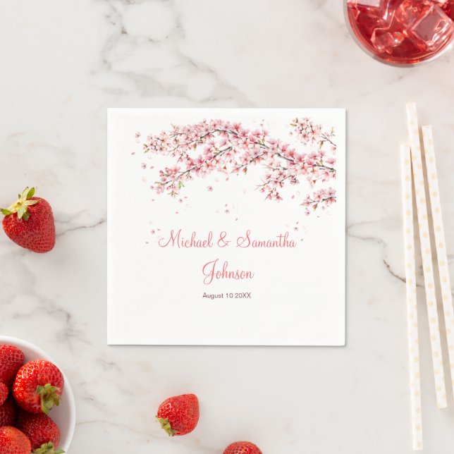 Guardanapo De Papel Casamento Elegante com Flor de Cerejeira (Insitu)