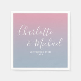 Guardanapo De Papel Casamento Elegante com Ombre Rosa e Azul Empolado