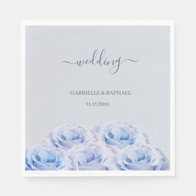 Guardanapo De Papel Casamento Elegante da Cinza Dusty Blue Lilac Rose  (Frente)