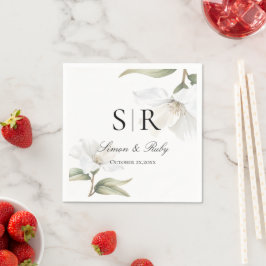 Guardanapo De Papel Casamento Elegante de Magnólia Branca Oriental
