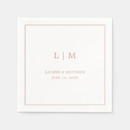 Guardanapo De Papel Casamento elegante de monograma cor-de-rosa Rosa s