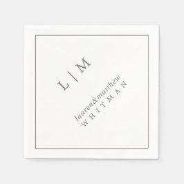 Guardanapo De Papel Casamento Elegante de Monograma de Cinzas Escuras 