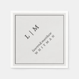 Guardanapo De Papel Casamento Elegante De Monograma De Cinzas Simples