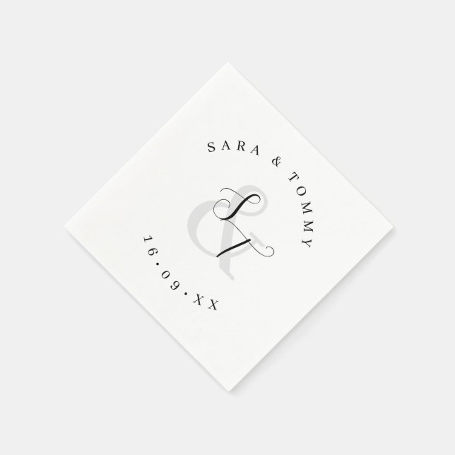Guardanapo De Papel Casamento Elegante de Nome do Casal Monograma (Canto)
