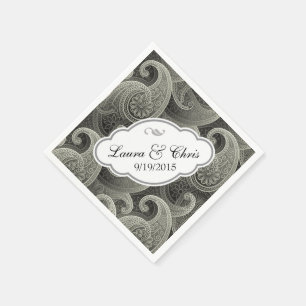 Guardanapo De Papel Casamento elegante de Paisley da platina