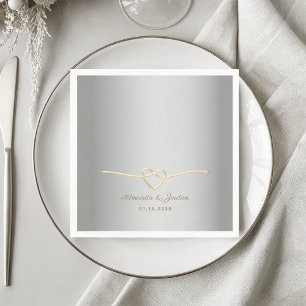 Guardanapo De Papel Casamento Elegante de Prata e Ouro