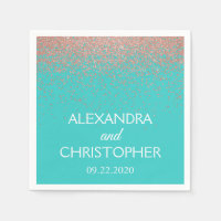 Casamento Elegante de Teal e Rosa Dourado Glitter 