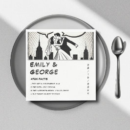 Guardanapo De Papel Casamento Elegante do Livro Branco e Negro Românti