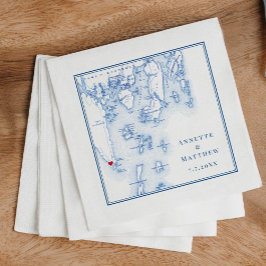 Guardanapo De Papel Casamento Elegante do Mapa do Boothbay Southport