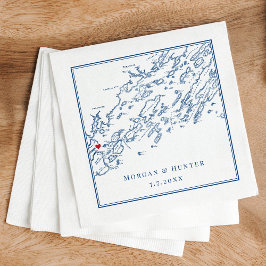 Guardanapo De Papel Casamento Elegante do Marinho de Mapa da Baía de P