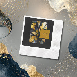 Guardanapo De Papel casamento elegante do mármore do agate do ouro neg