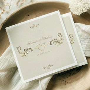 Guardanapo De Papel Casamento Elegante Dourado Barroco Vintage