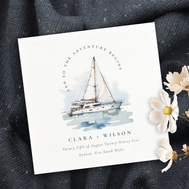 Guardanapo De Papel Casamento Elegante Dusky Sailboat Yacht Seascape (Criador carregado)