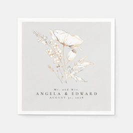 Guardanapo De Papel Casamento Elegante e Minimalista de Flores Selvage