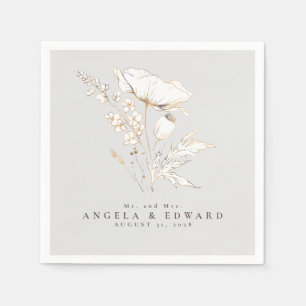 Guardanapo De Papel Casamento Elegante e Minimalista de Flores Selvage