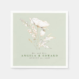 Guardanapo De Papel Casamento Elegante e Minimalista de Flores Selvage