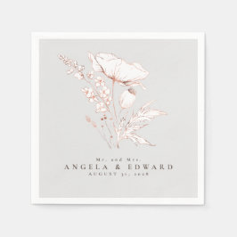 Guardanapo De Papel Casamento Elegante e Minimalista de Flores Selvage