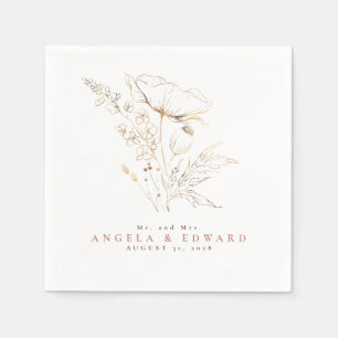 Guardanapo De Papel Casamento Elegante e Minimalista de Flores Selvage