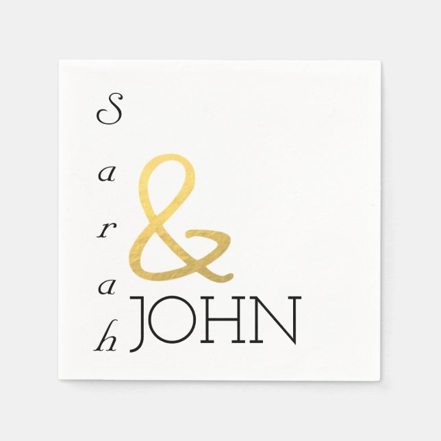 Guardanapo De Papel casamento elegante e moderado de ouro faux (Frente)