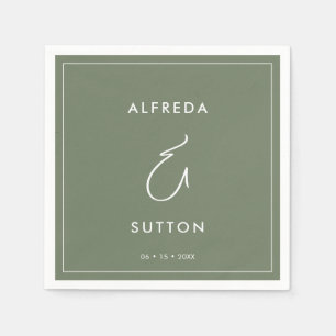 Guardanapo De Papel Casamento Elegante e Moderno Darn Sage Green