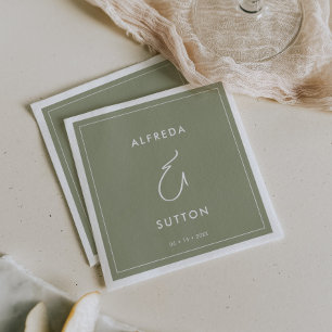 Guardanapo De Papel Casamento Elegante e Moderno Sage Green
