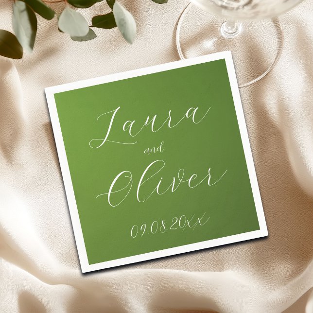 Guardanapo De Papel Casamento Elegante em Verde Musgo (Criador carregado)