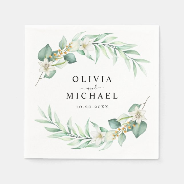 Guardanapo De Papel Casamento Elegante Eucalyptus (Frente)