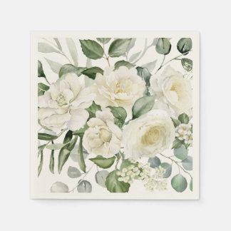 Guardanapo De Papel Casamento Elegante Floral Branco Vintage