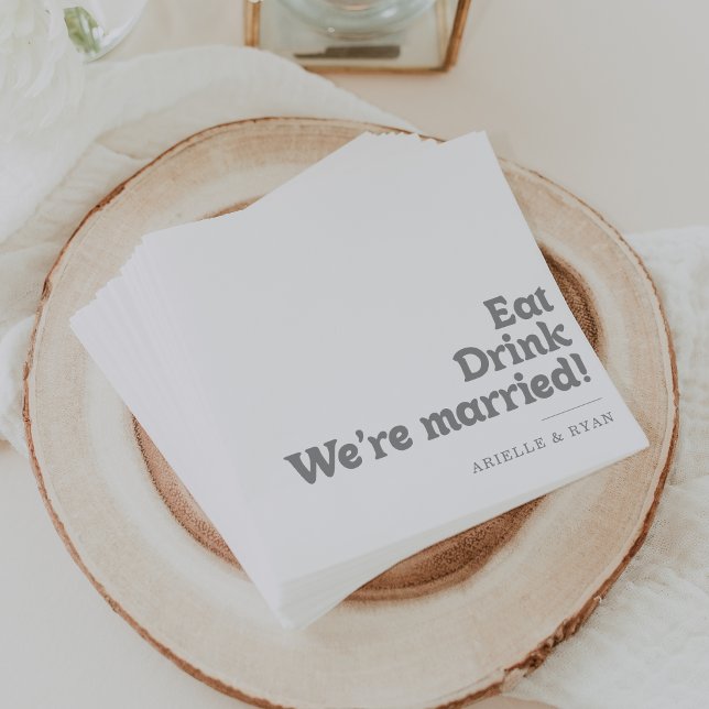 Guardanapo De Papel Casamento Elegante Formal Comer Beber Estamos Casa (Criador carregado)