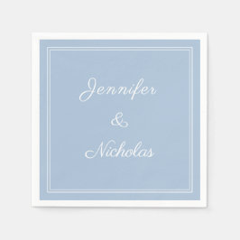 Guardanapo De Papel Casamento Elegante Formal em Azul Pó Roscrito