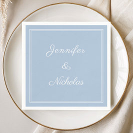 Guardanapo De Papel Casamento Elegante Formal em Azul Pó Roscrito