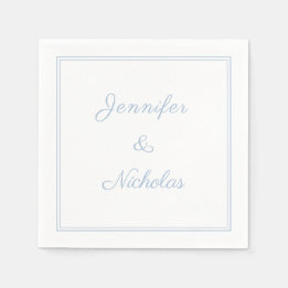 Guardanapo De Papel Casamento Elegante Formal em Azul Pó Script