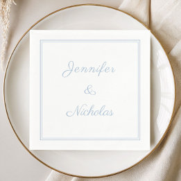 Guardanapo De Papel Casamento Elegante Formal em Azul Pó Script