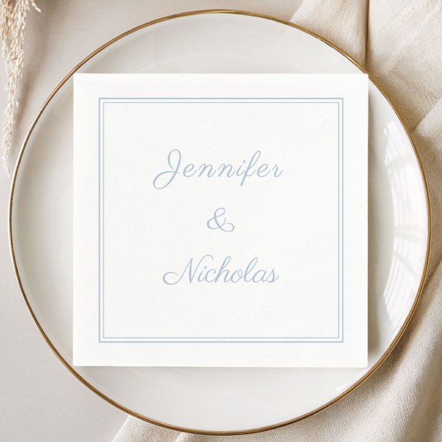 Guardanapo De Papel Casamento Elegante Formal em Azul Pó Script (Elegant Formal Powder Blue Script Wedding Napkins)