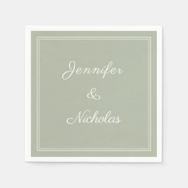 Guardanapo De Papel Casamento Elegante Formal em Verde Sage com Letra